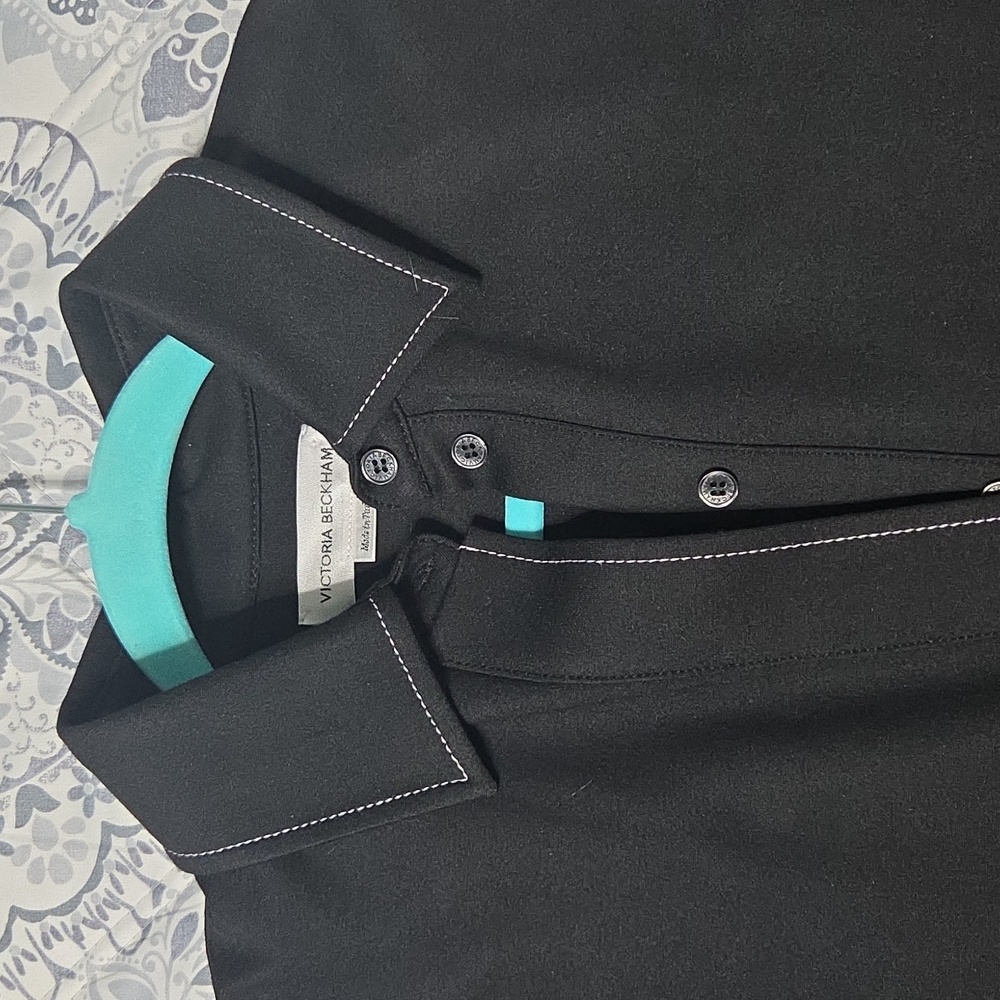 Victoria Beckham Black Pointed Collar Polo Shirt - Picture 8 of 14
